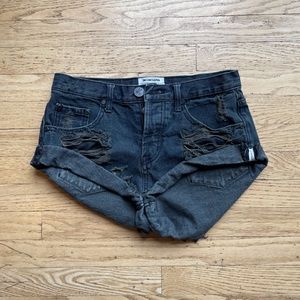 One By One Teaspoon Jean Shorts in Black Denim